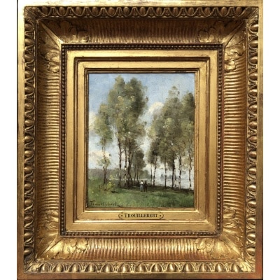 TROUILLEBERT Paul Desire Tableau 19è Ecole de Barbizon Les pêcheurs au bord de l’eau Huile sur toile Signée Certificat d’authenticité TROUILLEBERT Paul Desire Tableau 19è Ecole de Barbizon Les pêcheurs au bord de l’eau Huile sur toile Signée Certificat d’authenticité