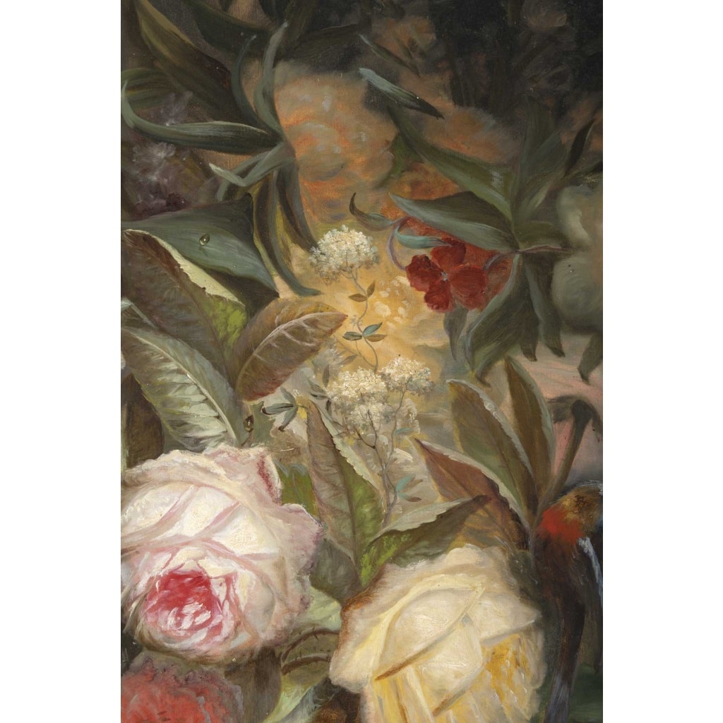 Paire de tableaux de fleurs signés « Jullien » – 1878 Huile sur toile – cadres d’origine en bois doré 9
