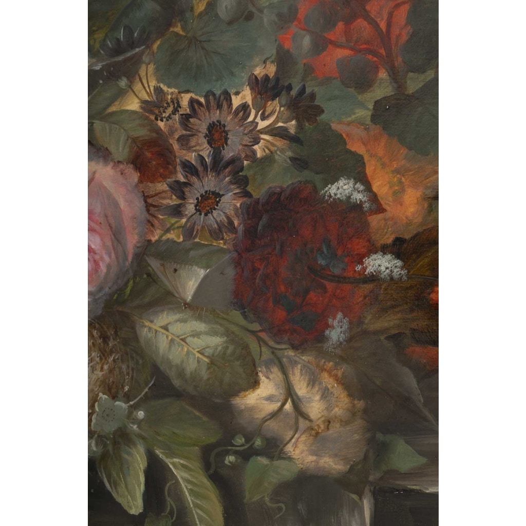 Paire de tableaux de fleurs signés « Jullien » – 1878 Huile sur toile – cadres d’origine en bois doré 4