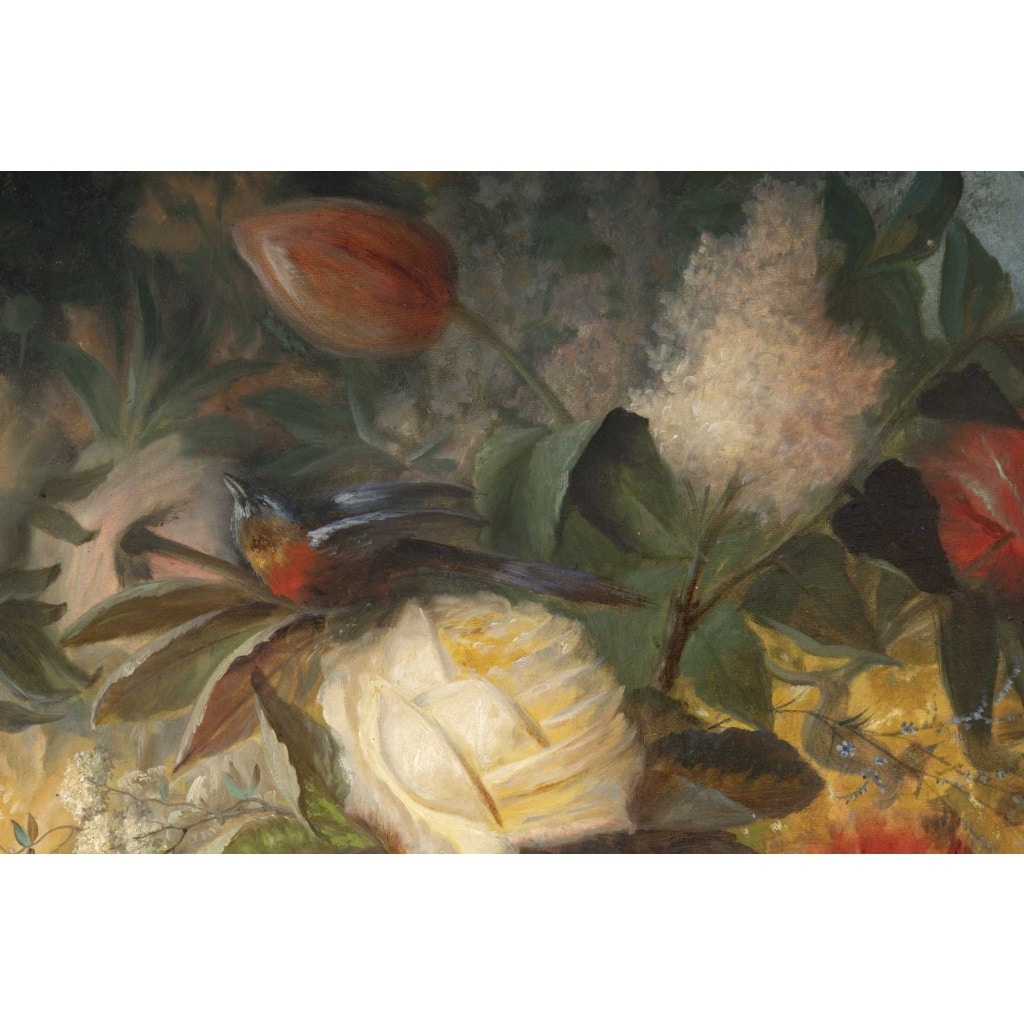 Paire de tableaux de fleurs signés « Jullien » – 1878 Huile sur toile – cadres d’origine en bois doré 11