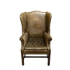 Grand fauteuil anglais appelé « Wing Chair » en cuir vert. Circa 1920 8