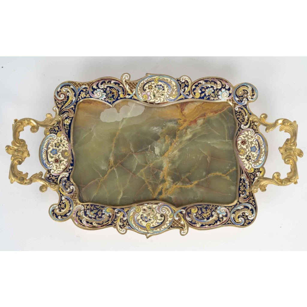Plateau en onyx, bronze doré et émaux cloisonnés – époque Napoléon III, XIXᵉ siècle 5