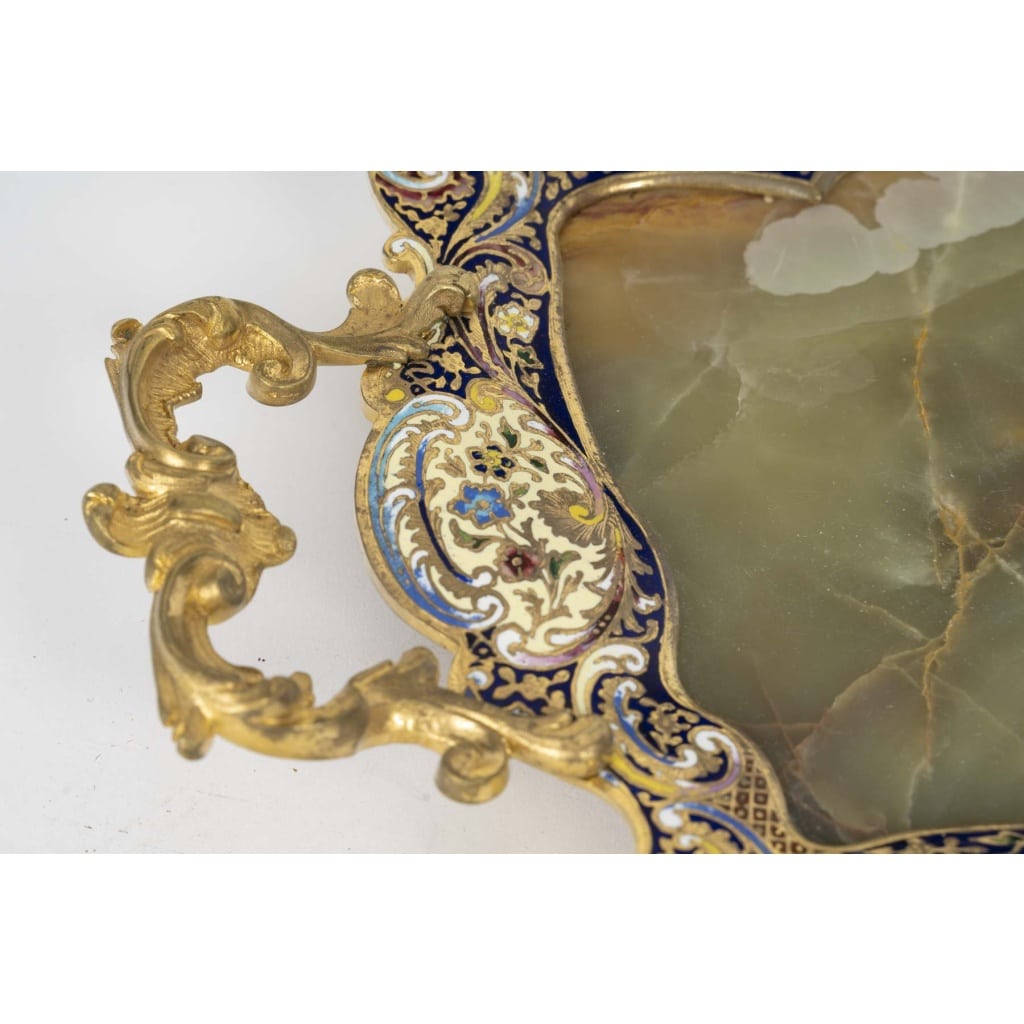Plateau en onyx, bronze doré et émaux cloisonnés – époque Napoléon III, XIXᵉ siècle 3