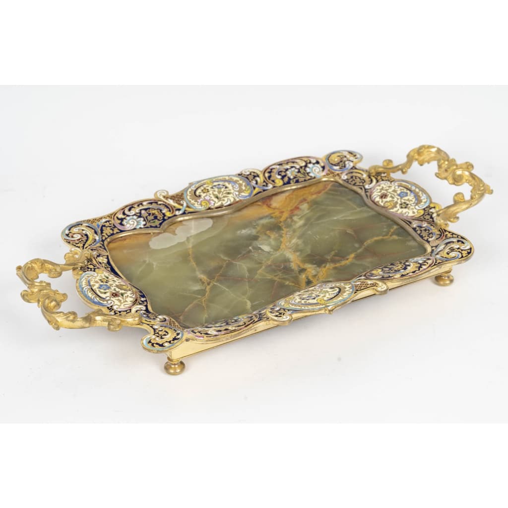 Plateau en onyx, bronze doré et émaux cloisonnés – époque Napoléon III, XIXᵉ siècle 2