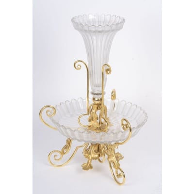 Centre de table en cristal signé Baccarat et bronze doré, début XXᵉ siècle