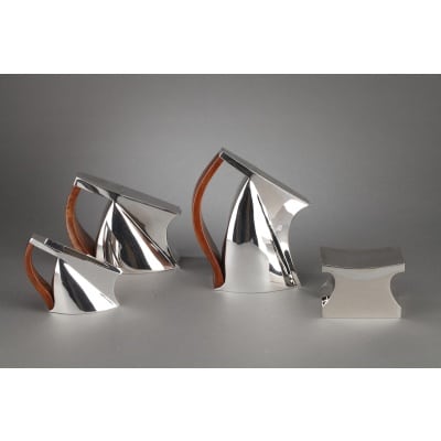 Pierre CARDIN – Service thé café 4 pièces argent massif modèle futuriste XXè
