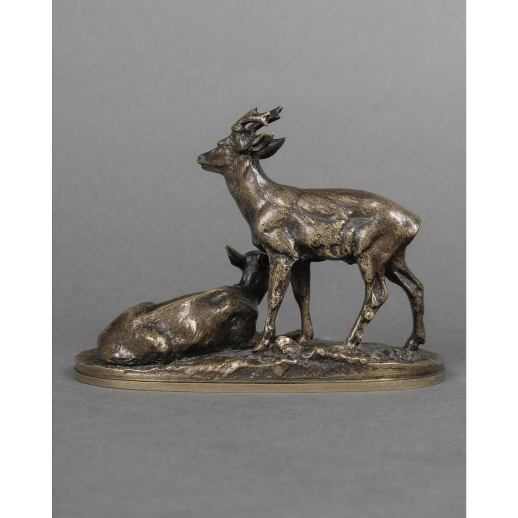 Sculpture – Groupe de Chevreuils N°2 , Pierre – Jules Mêne (1810-1879) – Bronze 6 Sculpture – Groupe de Chevreuils N°2 , Pierre – Jules Mêne (1810-1879) – Bronze 6