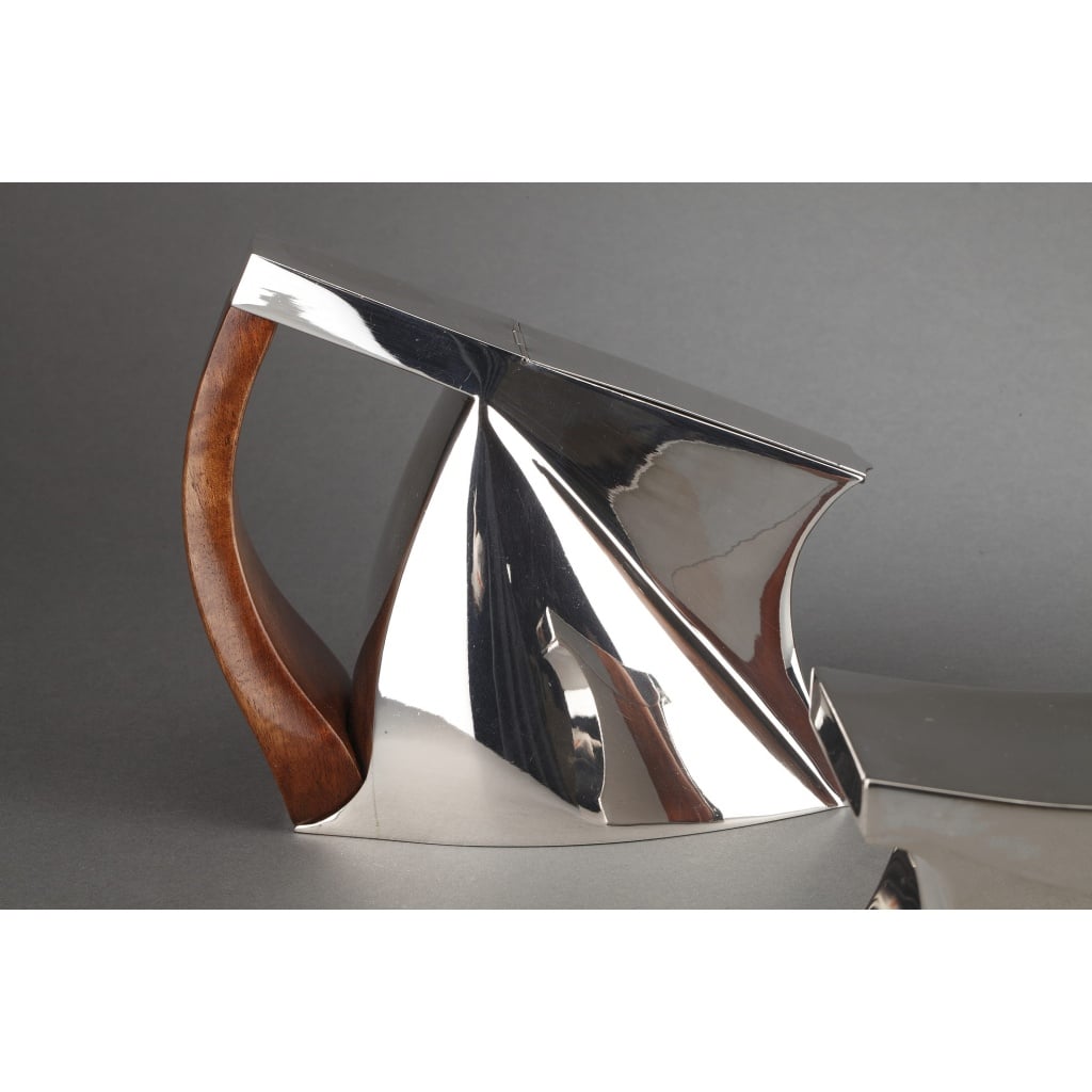 Pierre CARDIN – Service thé café 4 pièces argent massif modèle futuriste XXè 9 Pierre CARDIN – Service thé café 4 pièces argent massif modèle futuriste XXè 9