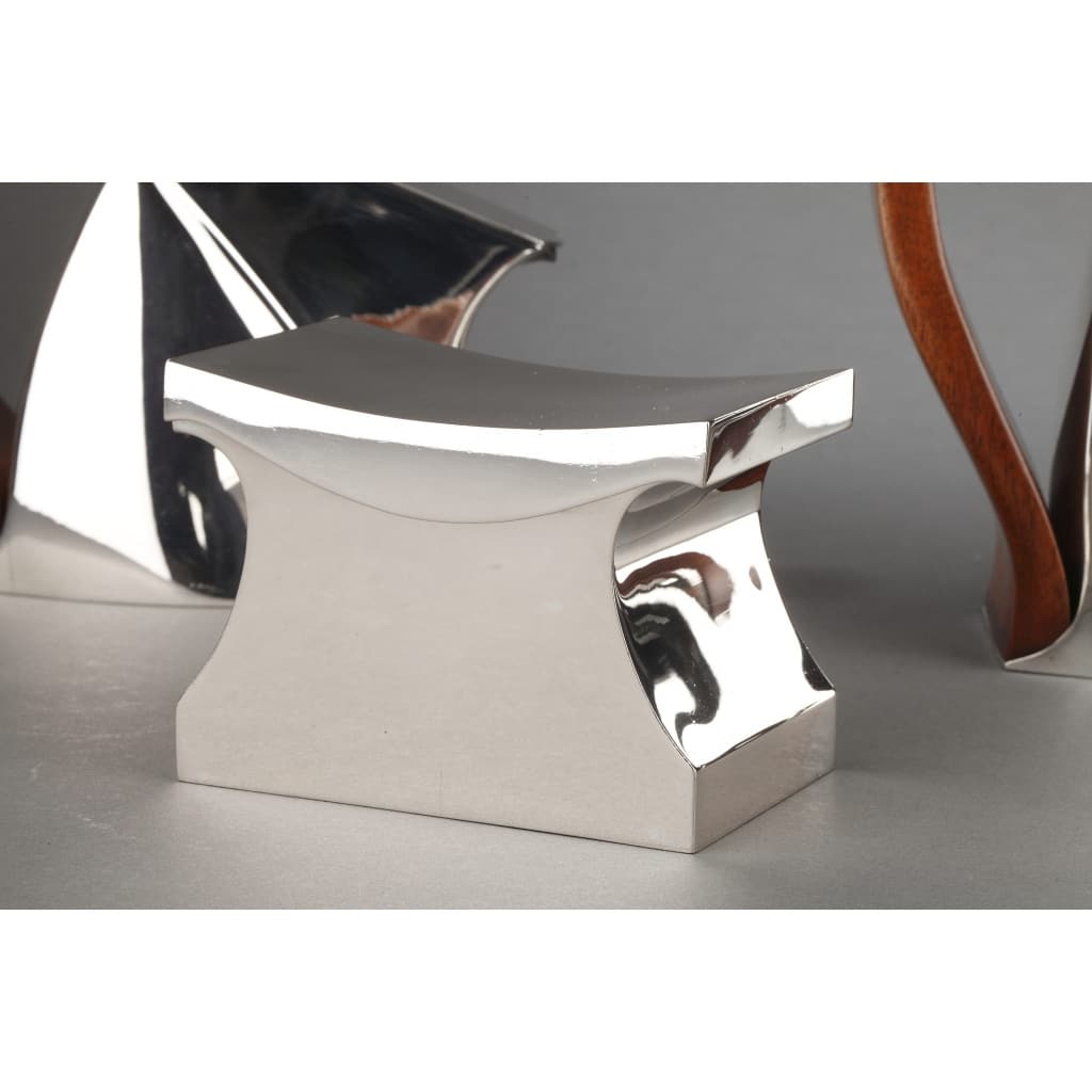 Pierre CARDIN – Service thé café 4 pièces argent massif modèle futuriste XXè 10 Pierre CARDIN – Service thé café 4 pièces argent massif modèle futuriste XXè 10