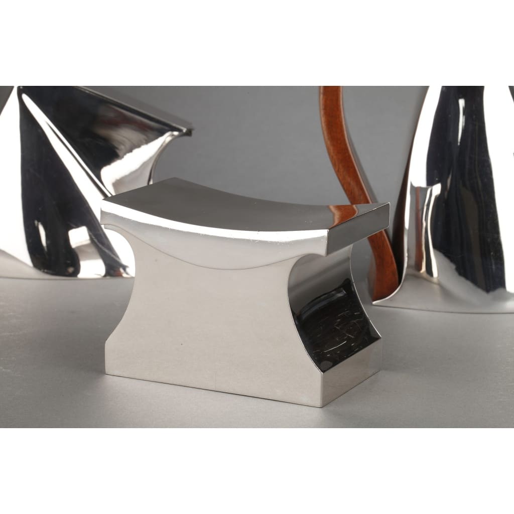Pierre CARDIN – Service thé café 4 pièces argent massif modèle futuriste XXè 11 Pierre CARDIN – Service thé café 4 pièces argent massif modèle futuriste XXè 11