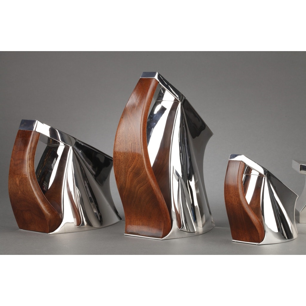 Pierre CARDIN – Service thé café 4 pièces argent massif modèle futuriste XXè 14 Pierre CARDIN – Service thé café 4 pièces argent massif modèle futuriste XXè 14