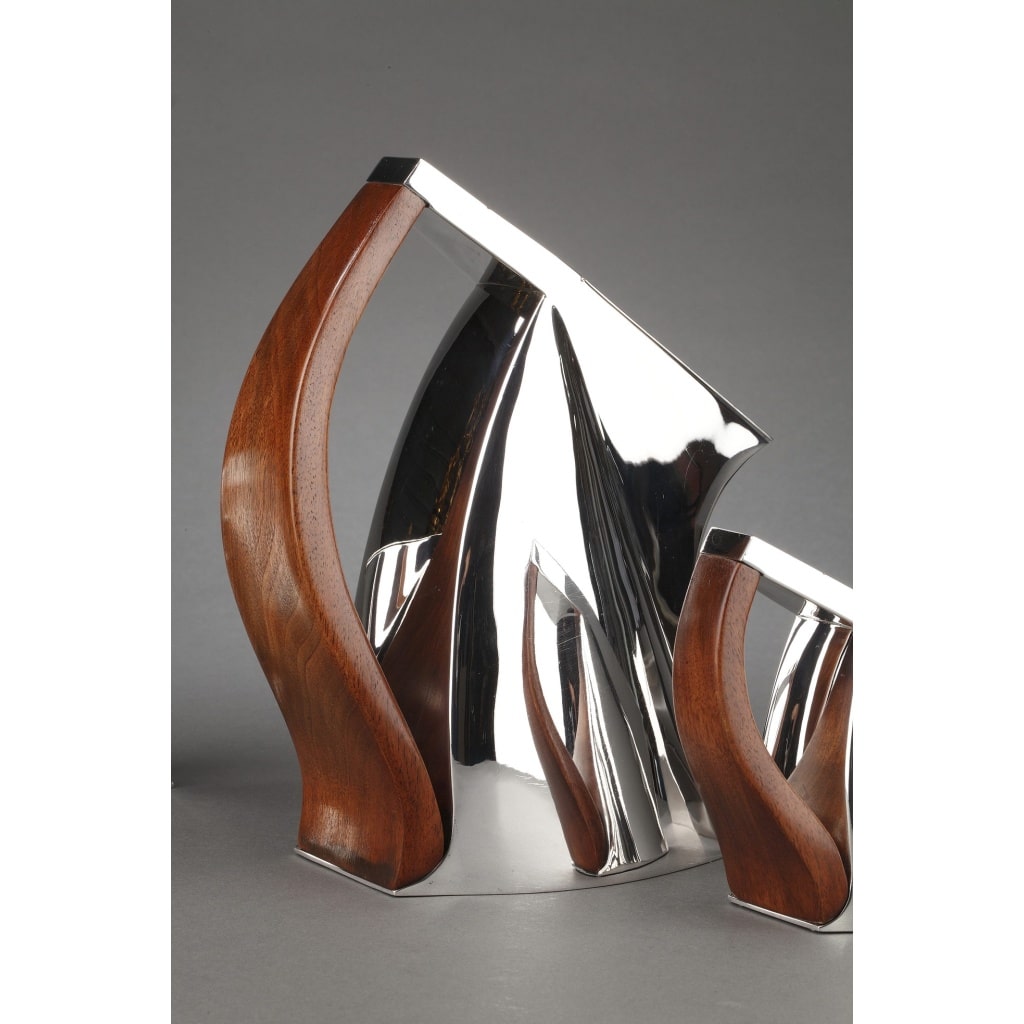 Pierre CARDIN – Service thé café 4 pièces argent massif modèle futuriste XXè 16 Pierre CARDIN – Service thé café 4 pièces argent massif modèle futuriste XXè 16