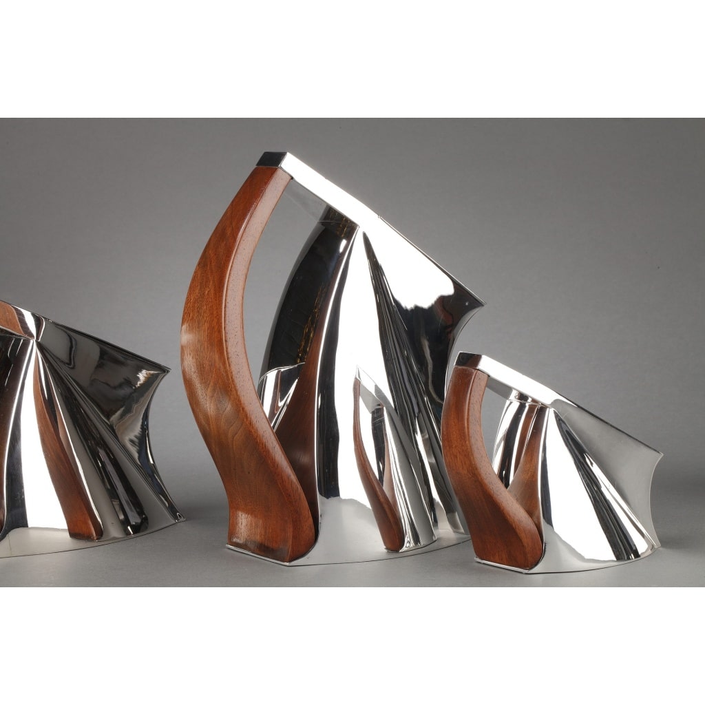 Pierre CARDIN – Service thé café 4 pièces argent massif modèle futuriste XXè 17 Pierre CARDIN – Service thé café 4 pièces argent massif modèle futuriste XXè 17
