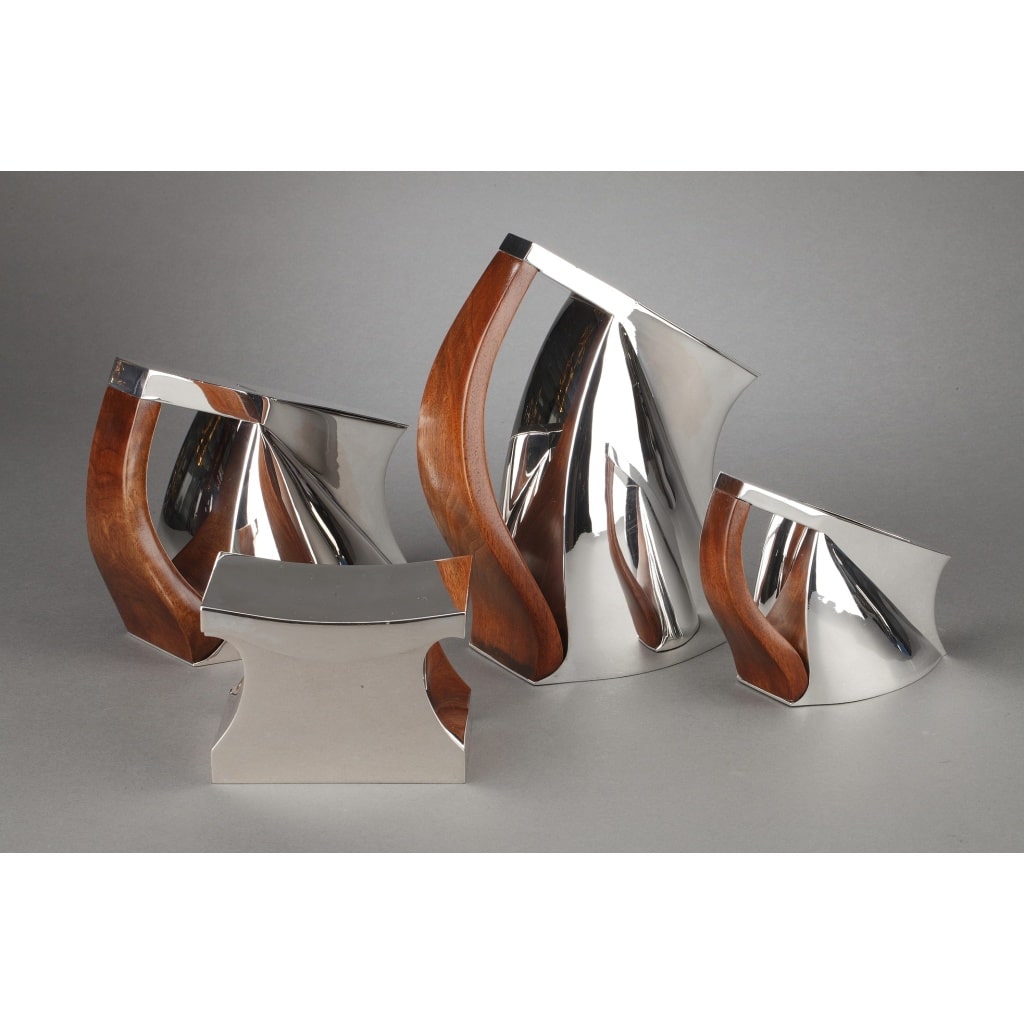 Pierre CARDIN – Service thé café 4 pièces argent massif modèle futuriste XXè 18 Pierre CARDIN – Service thé café 4 pièces argent massif modèle futuriste XXè 18