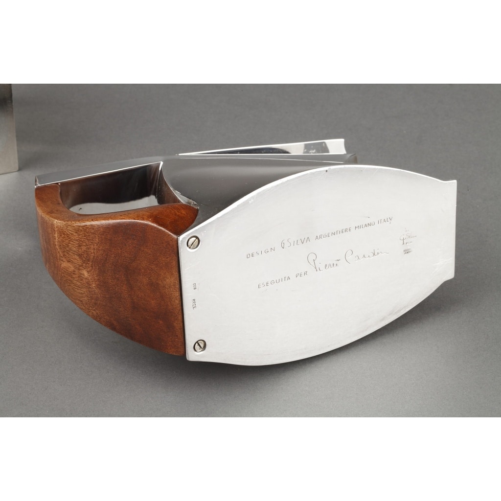 Pierre CARDIN – Service thé café 4 pièces argent massif modèle futuriste XXè 25 Pierre CARDIN – Service thé café 4 pièces argent massif modèle futuriste XXè 25