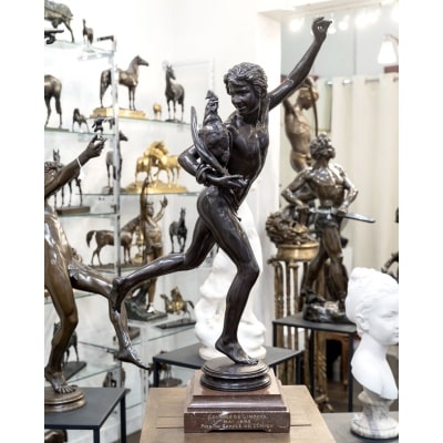 Sculpture – Le Vainqueur Au Combat De Coqs , Alexandre Falguière (1831-1900) – Bronze Sculpture – Le Vainqueur Au Combat De Coqs , Alexandre Falguière (1831-1900) – Bronze