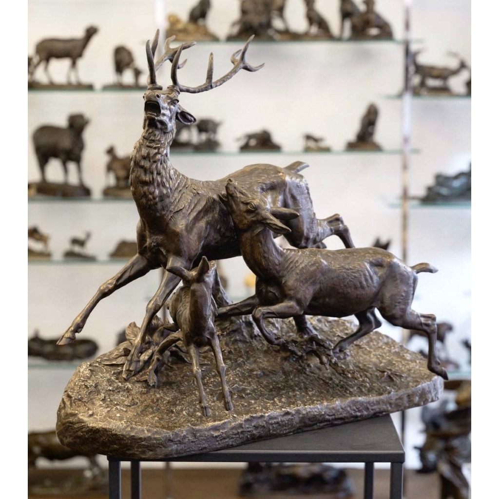 Sculpture – Famille De Cervidés , Clovis – Edmond Masson (1838-1913) – Bronze 3 Sculpture – Famille De Cervidés , Clovis – Edmond Masson (1838-1913) – Bronze 3