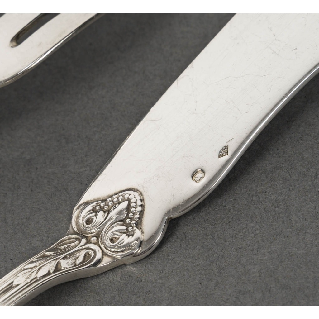 ODIOT Ménagère modèle « LOUVECIENNES » 99 pièces Argent massif XXème 11