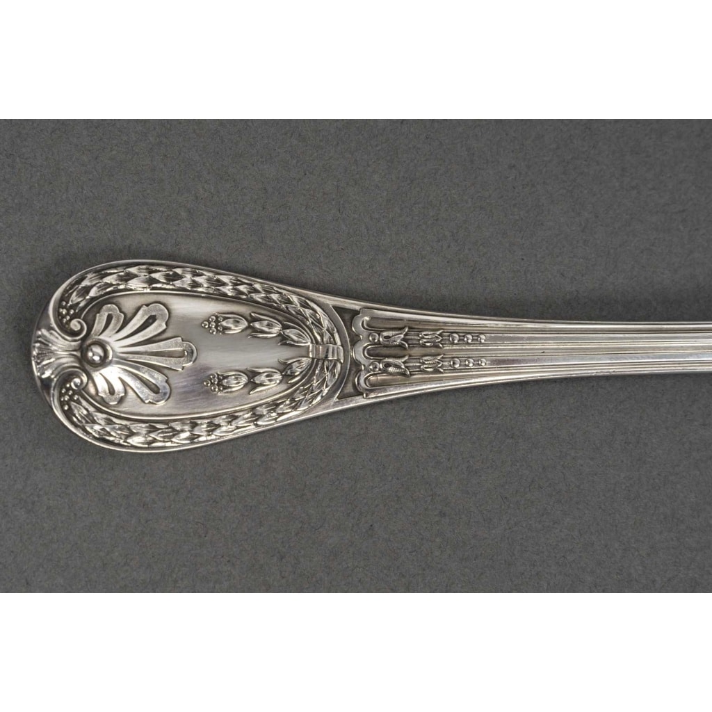 ODIOT Ménagère modèle « LOUVECIENNES » 99 pièces Argent massif XXème 29