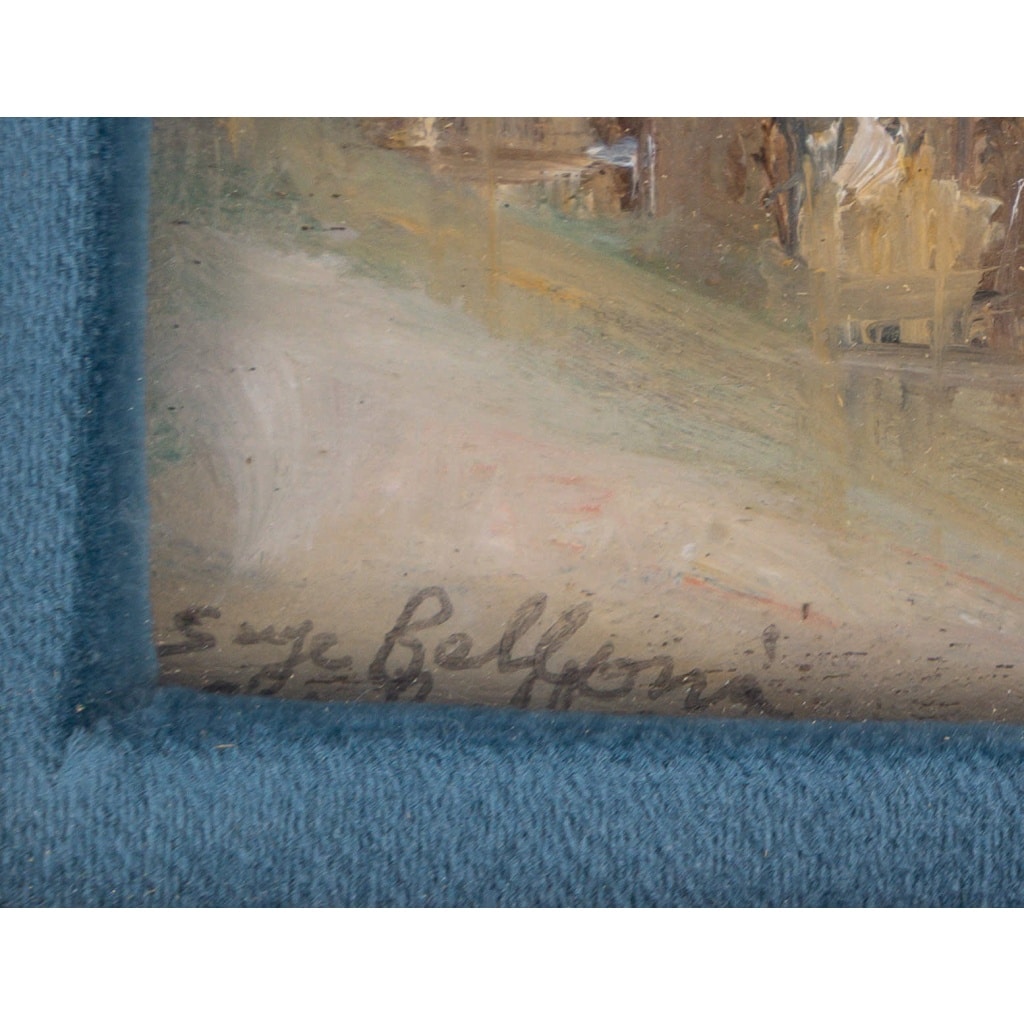 Serge Belloni (1925-2005) La Crue de la Seine vue du Pont-Neuf huile sur bois vers 1979 7