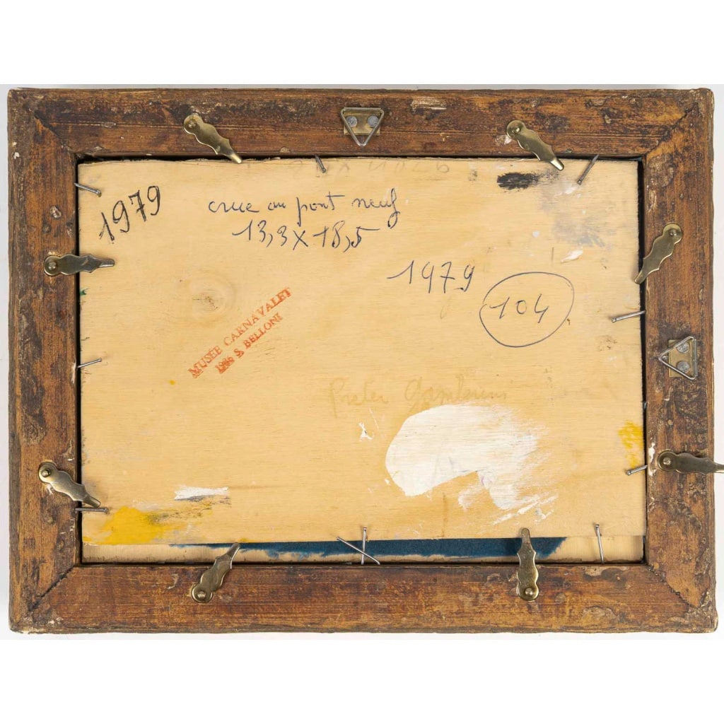 Serge Belloni (1925-2005) La Crue de la Seine vue du Pont-Neuf huile sur bois vers 1979 9