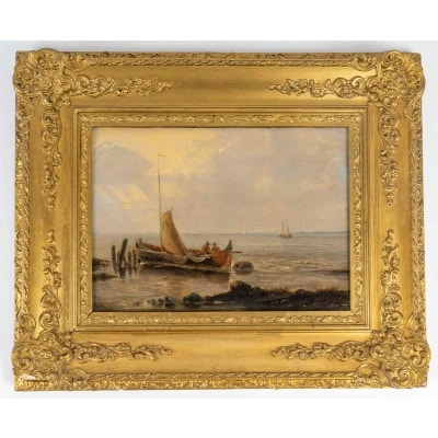 Auguste Henri Musin (1852–1923) – Les Pêcheurs, huile sur bois, vers 1890-1900