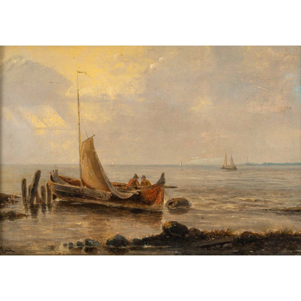 Auguste Henri Musin (1852–1923) – Les Pêcheurs, huile sur bois, vers 1890-1900 3 Auguste Henri Musin (1852–1923) – Les Pêcheurs, huile sur bois, vers 1890-1900 3