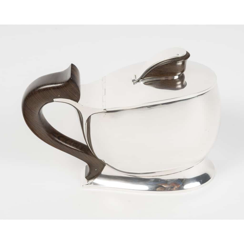 JEAN TETARD – Sucrier couvert ovale à anse en argent massif époque ART DECO 3