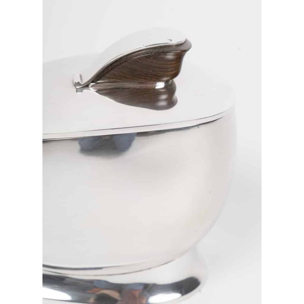 JEAN TETARD – Sucrier couvert ovale à anse en argent massif époque ART DECO 5