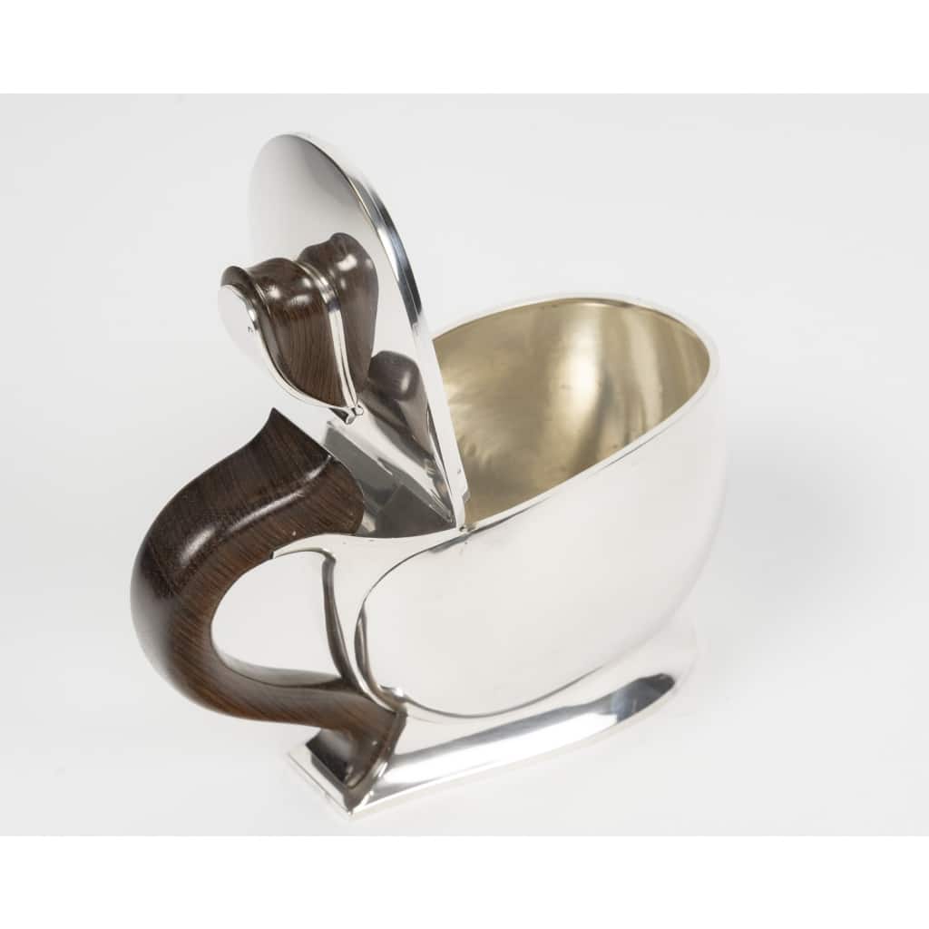 JEAN TETARD – Sucrier couvert ovale à anse en argent massif époque ART DECO 2