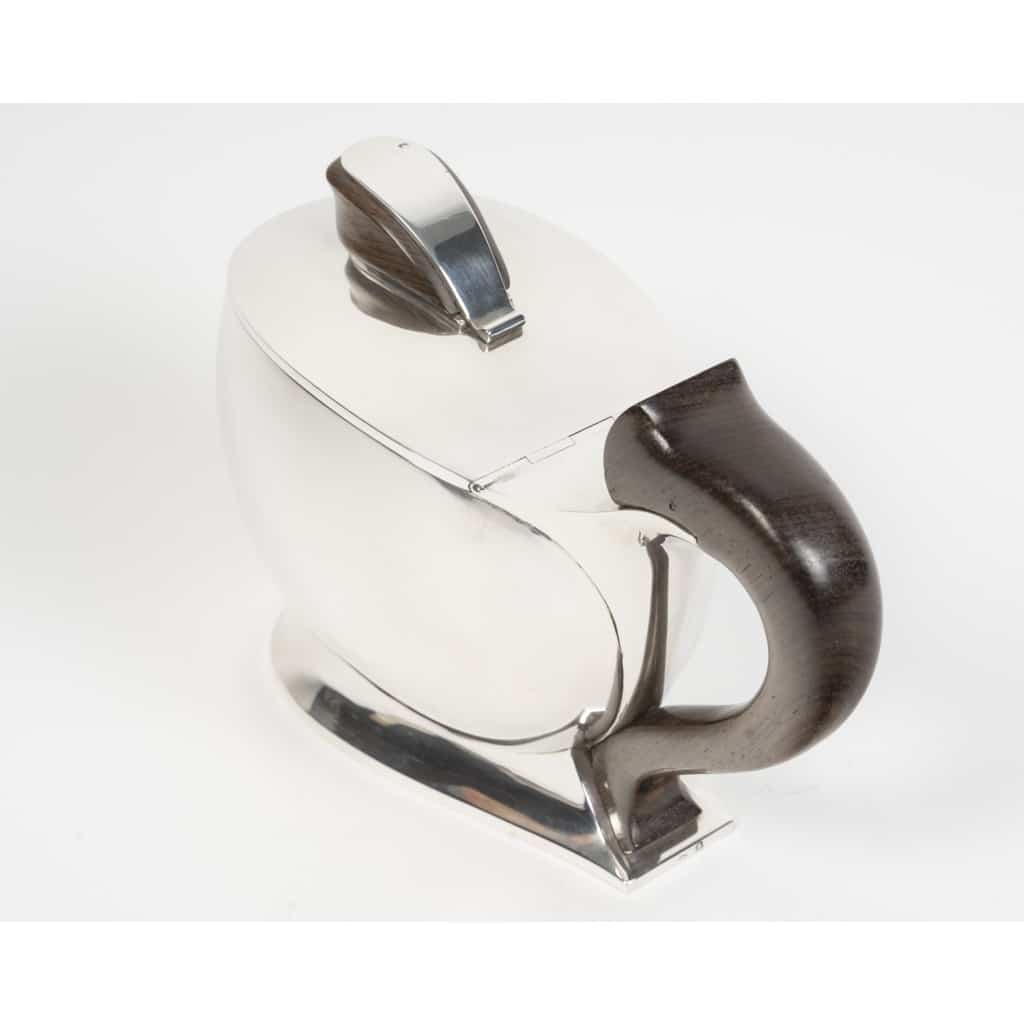 JEAN TETARD – Sucrier couvert ovale à anse en argent massif époque ART DECO 11