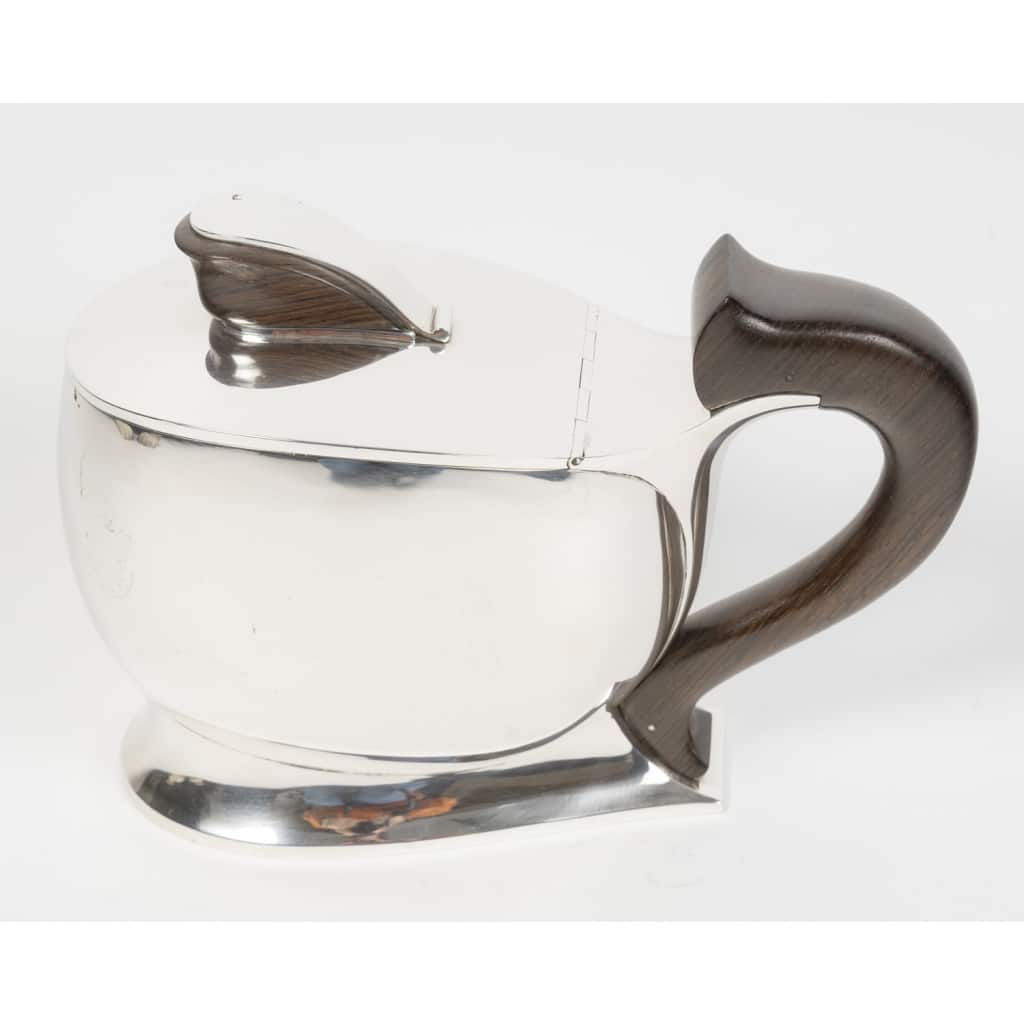 JEAN TETARD – Sucrier couvert ovale à anse en argent massif époque ART DECO 12