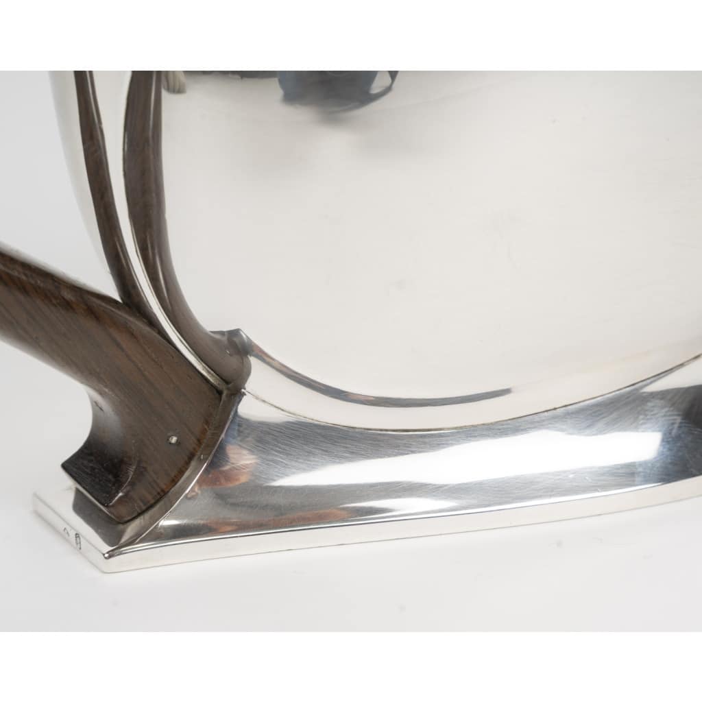 JEAN TETARD – Sucrier couvert ovale à anse en argent massif époque ART DECO 15