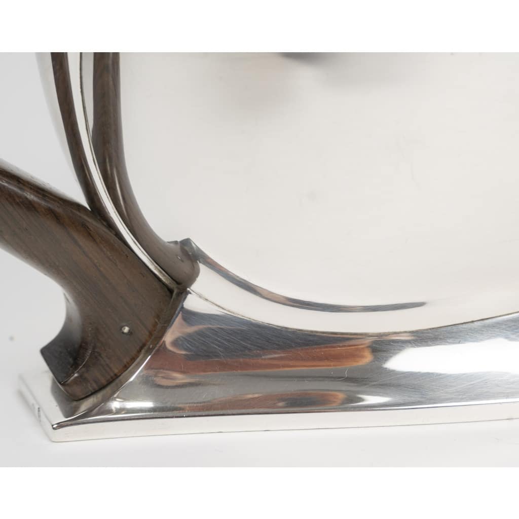 JEAN TETARD – Sucrier couvert ovale à anse en argent massif époque ART DECO 16