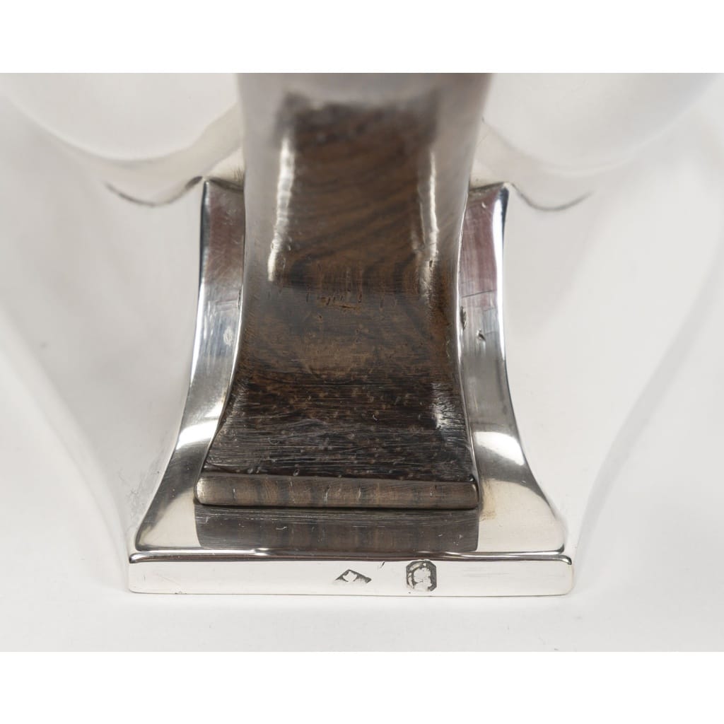 JEAN TETARD – Sucrier couvert ovale à anse en argent massif époque ART DECO 18