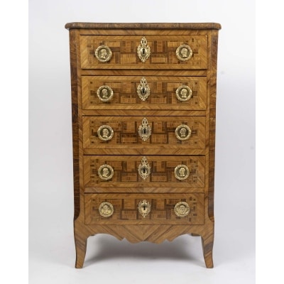 Chiffonnier Louis XVI en marqueterie XVIIIème siècle Chiffonnier Louis XVI en marqueterie XVIIIème siècle