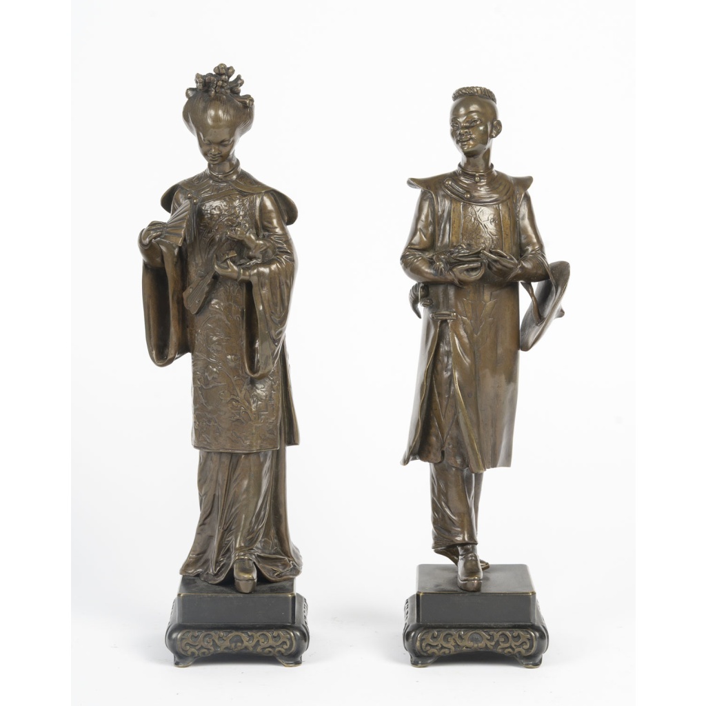 Paire de dignitaires en bronze. France, fin XIXème 3