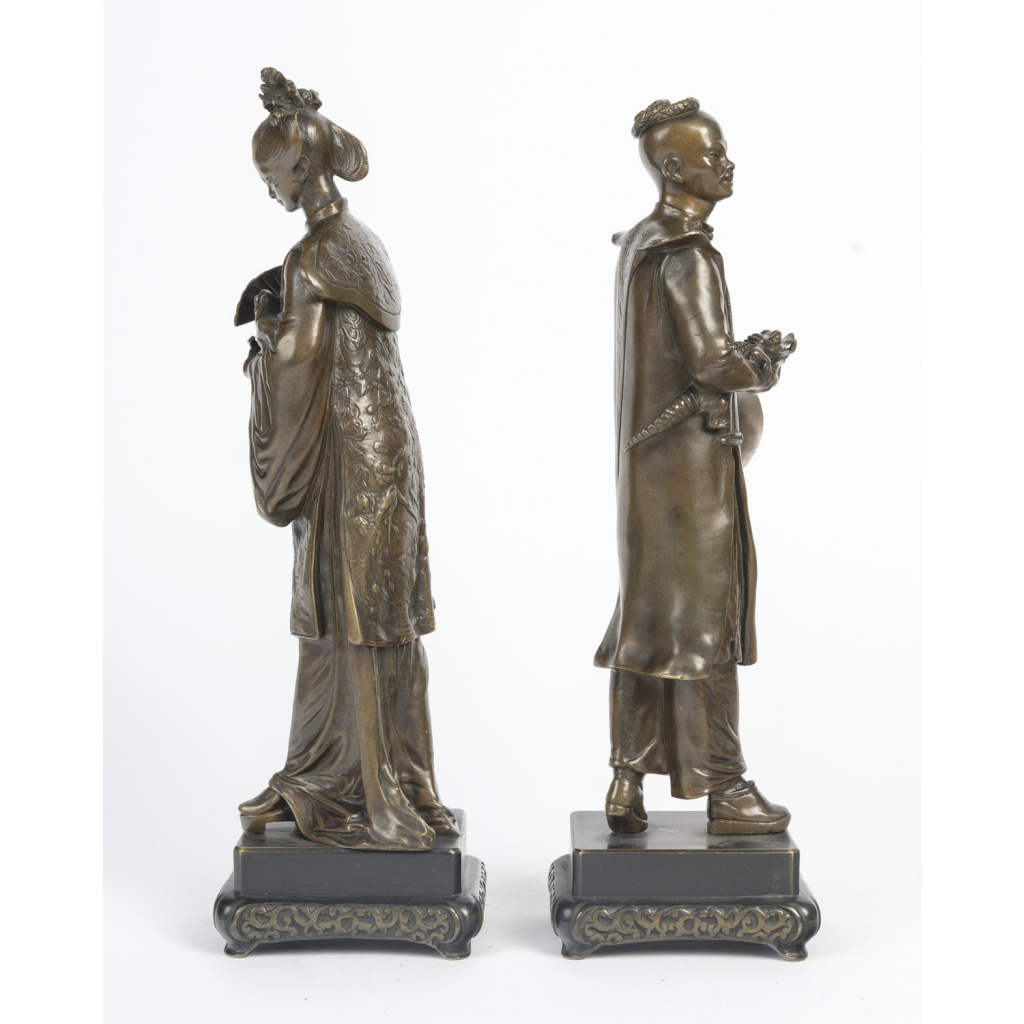 Paire de dignitaires en bronze. France, fin XIXème 5