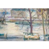 Serge Belloni (1925-2005) – Les Quais de Paris, l’Île Saint-Louis et les Bouquinistes huile sur bois vers 1980 13