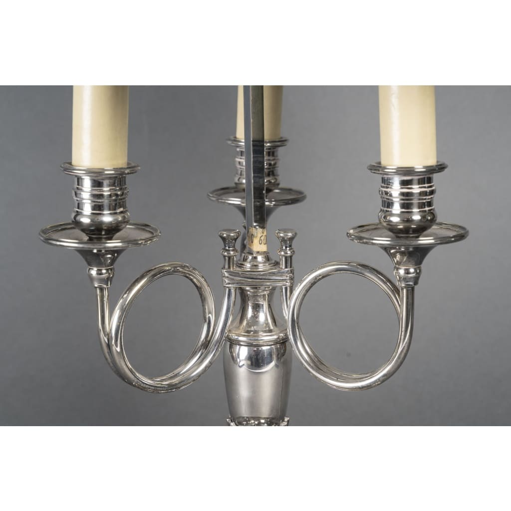 Lampe bouillotte en bronze argenté 11