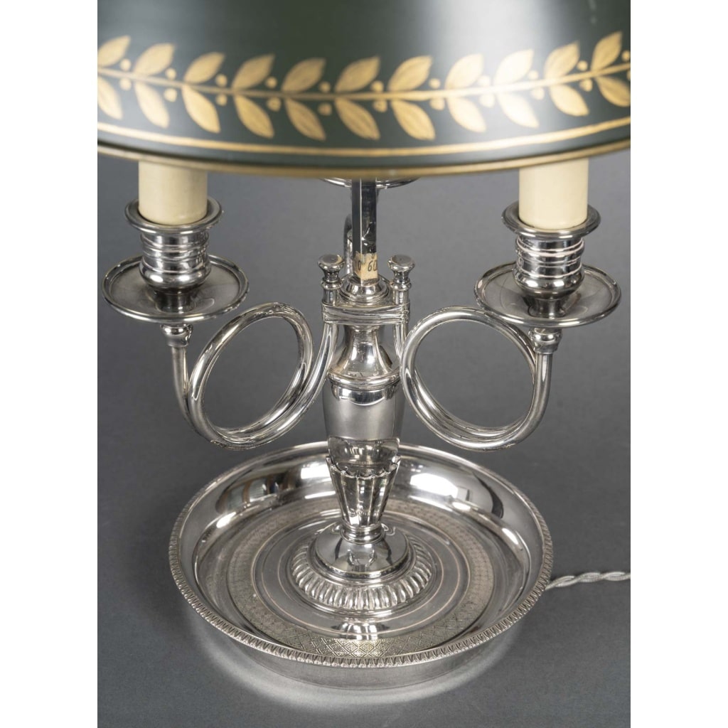 Lampe bouillotte en bronze argenté 10