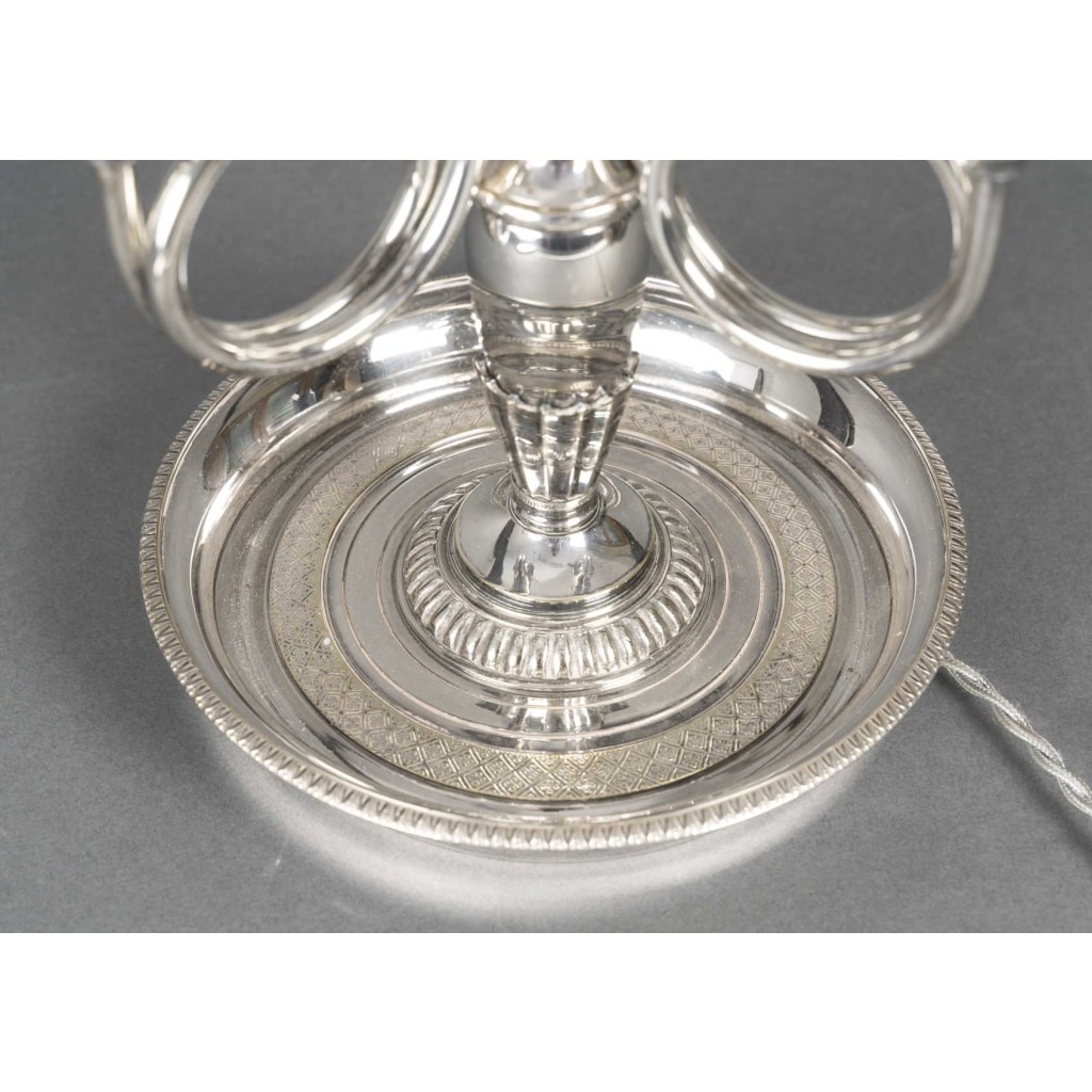 Lampe bouillotte en bronze argenté 3