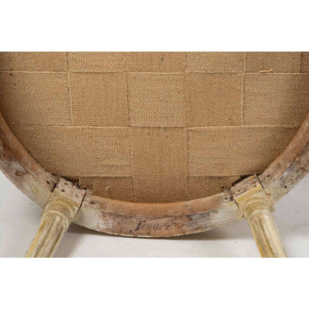 Paire de Fauteuils en hêtre laqué d’Époque Louis XVI vers 1780-1790 12 Paire de Fauteuils en hêtre laqué d’Époque Louis XVI vers 1780-1790 12