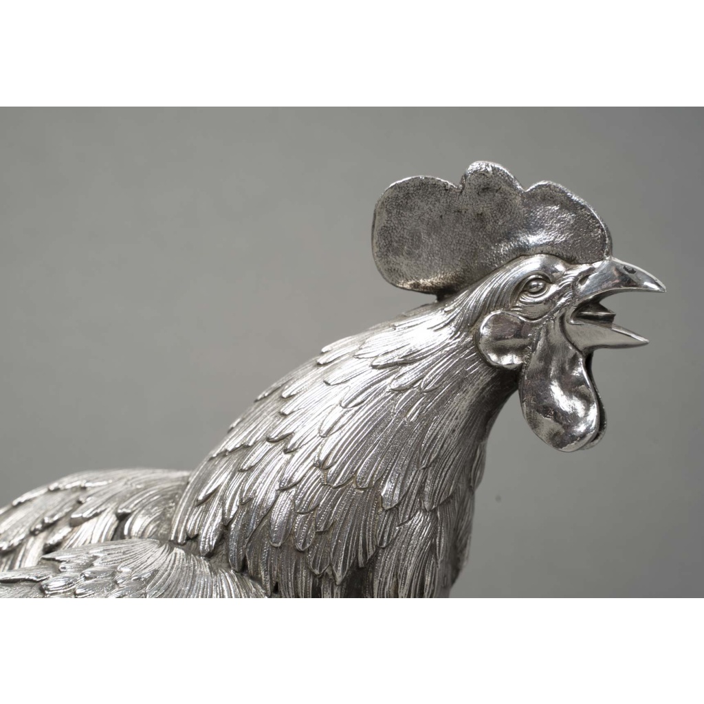 Orfèvre ESCHWEGE Paire de coqs combattant en argent massif circa 1950 9 Orfèvre ESCHWEGE Paire de coqs combattant en argent massif circa 1950 9
