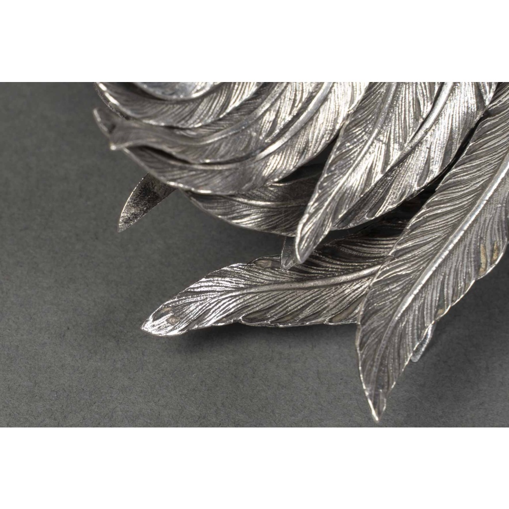 Orfèvre ESCHWEGE Paire de coqs combattant en argent massif circa 1950 22 Orfèvre ESCHWEGE Paire de coqs combattant en argent massif circa 1950 22