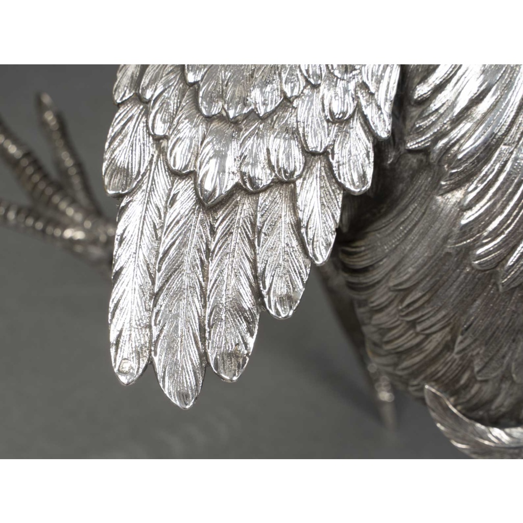 Orfèvre ESCHWEGE Paire de coqs combattant en argent massif circa 1950 23 Orfèvre ESCHWEGE Paire de coqs combattant en argent massif circa 1950 23