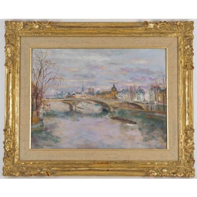 Serge Belloni (1925-2005) – Paris Pont du Carrousel, et de l’Observatoire huile sur bois vers 1980