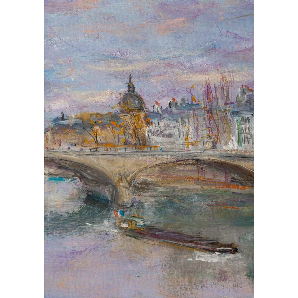 Serge Belloni (1925-2005) – Paris Pont du Carrousel, et de l’Observatoire huile sur bois vers 1980 4
