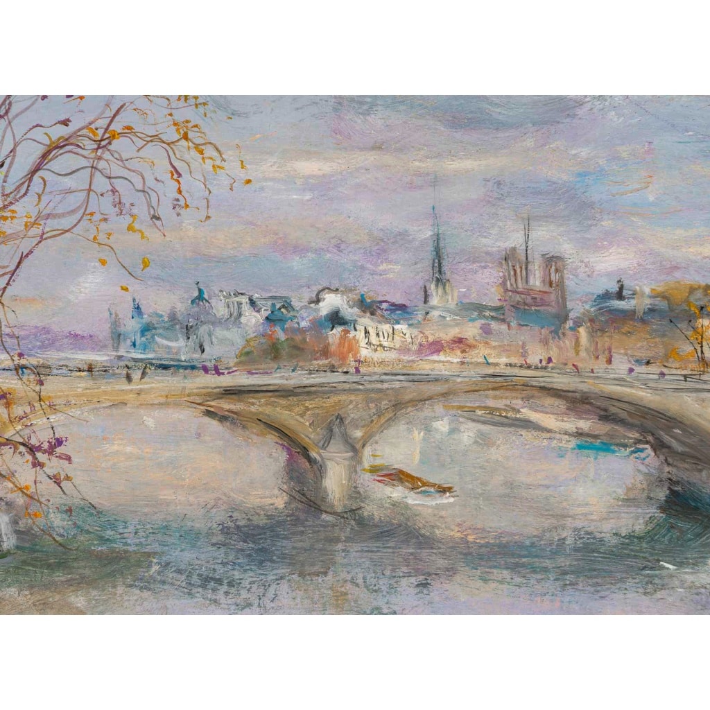 Serge Belloni (1925-2005) – Paris Pont du Carrousel, et de l’Observatoire huile sur bois vers 1980 5