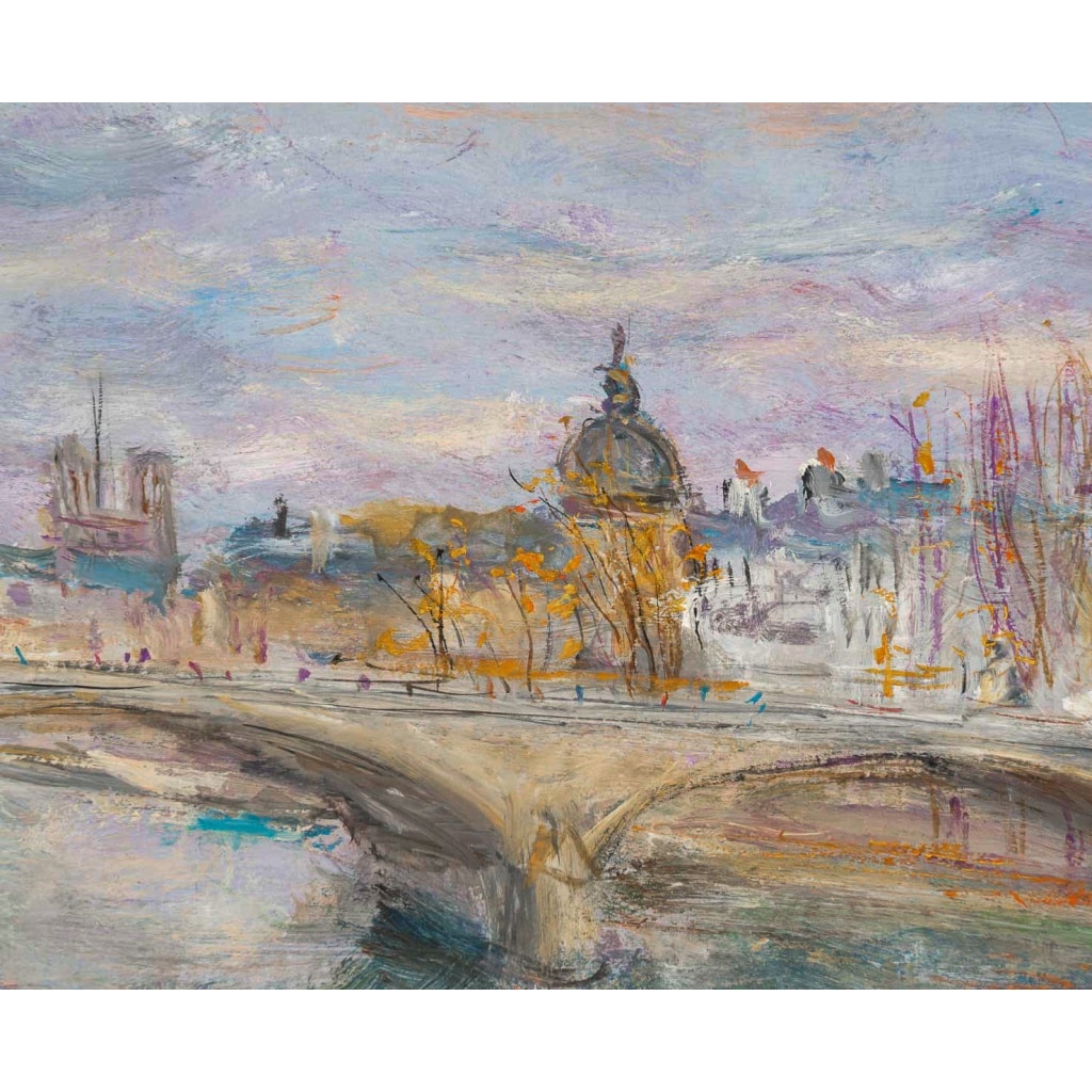 Serge Belloni (1925-2005) – Paris Pont du Carrousel, et de l’Observatoire huile sur bois vers 1980 6
